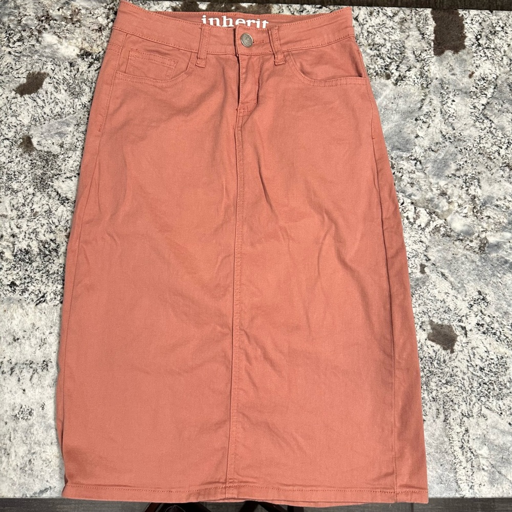 Orange Pink Midi Pencil Skirt for Casual Wear